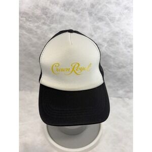 Crown Royal Trucker Hat White Black Gold Logo Foam Snapback Mesh Cap